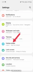 Home screen option in Samsung
