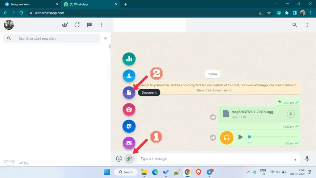 Send telegram voice on Whatsapp PC step-3