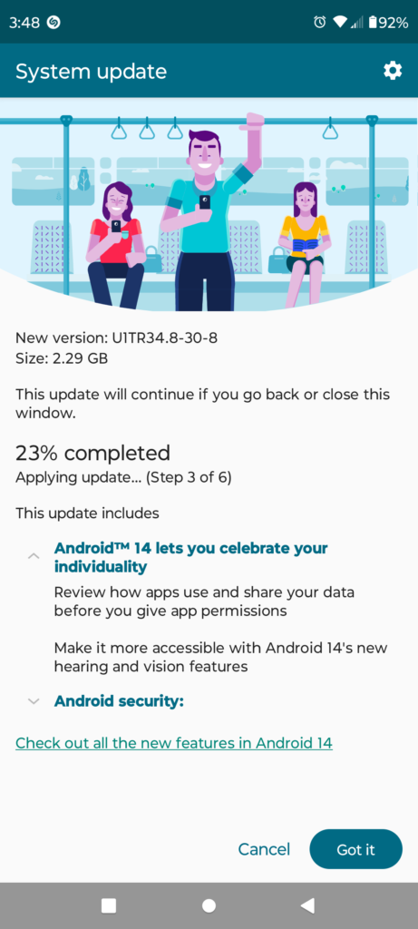 Motorola Edge+ 2023 Android 14 update