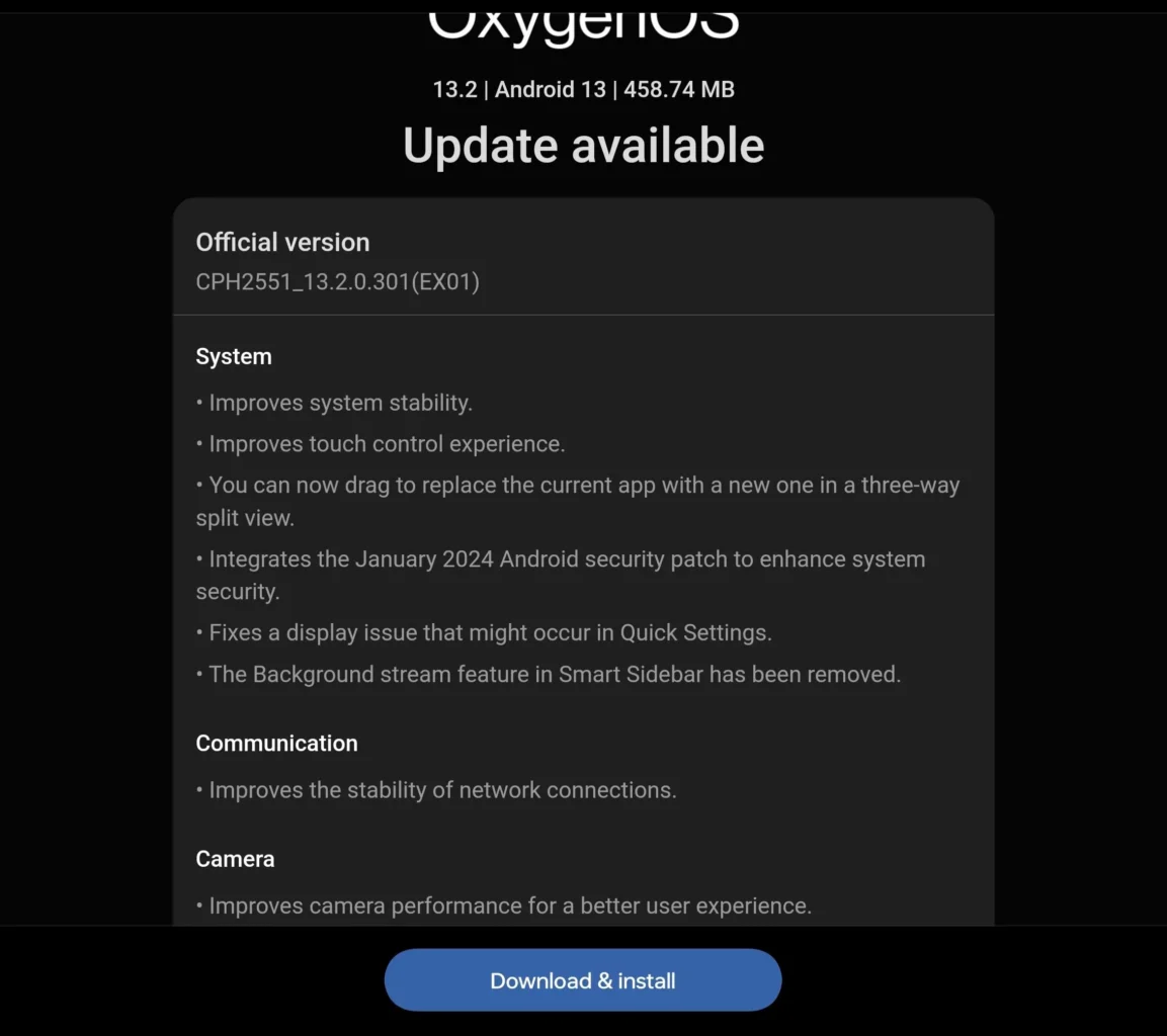 OnePlus Open Oxygen OS 13.2.0.301 Update