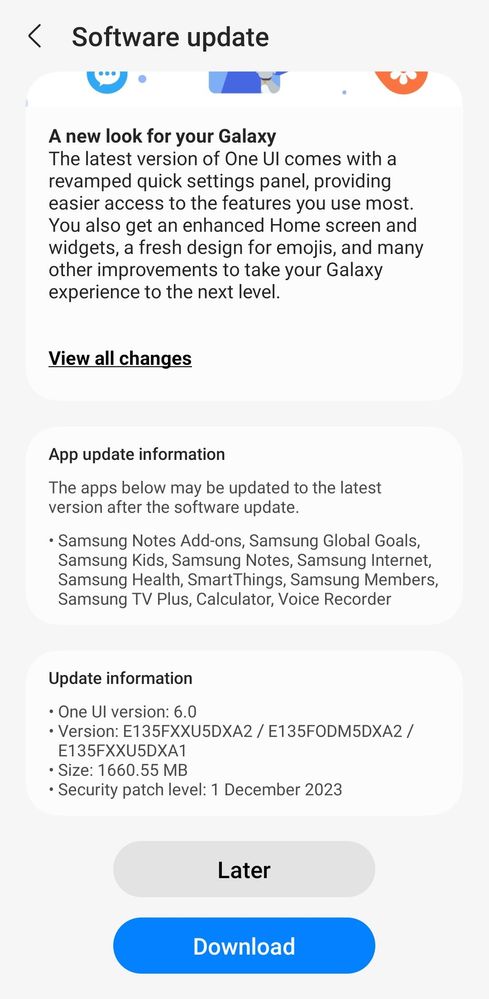Samsung Galaxy F13 Android 14 One UI 6 update