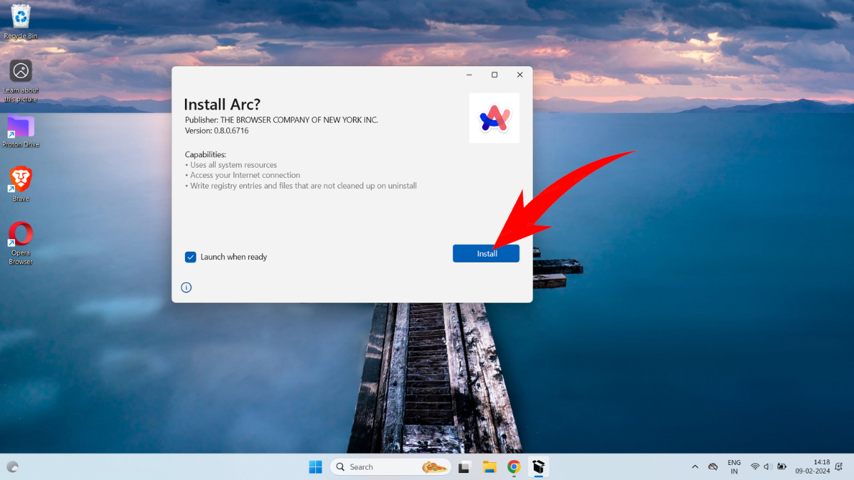 Installing Arc browser on Windows